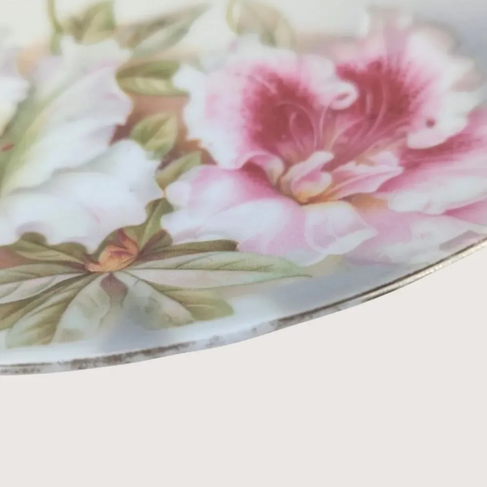 Antique PV Vessra Germany Hand Painted Floral Handled Dresser Tray Plate